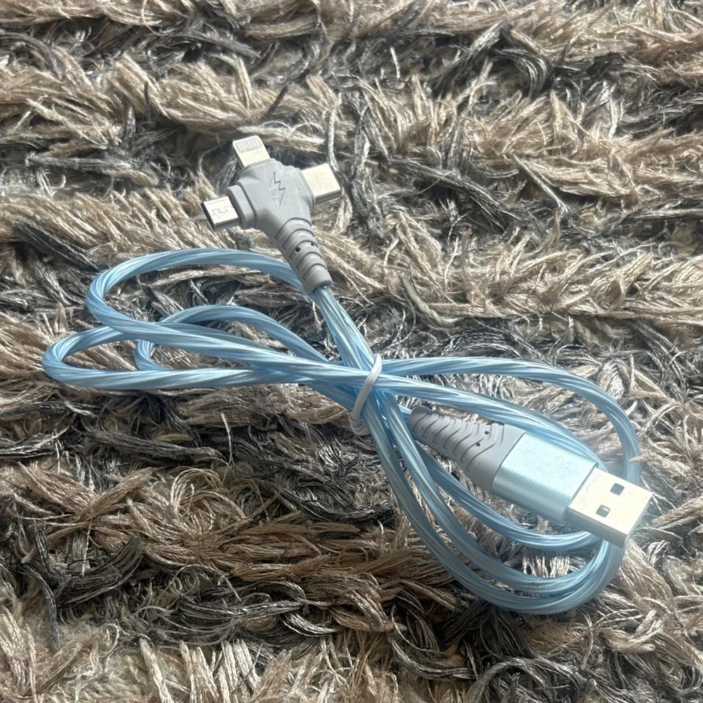 3 in 1 LED Luminous 40” Charging Cable Compatible with type A C and Micro USB